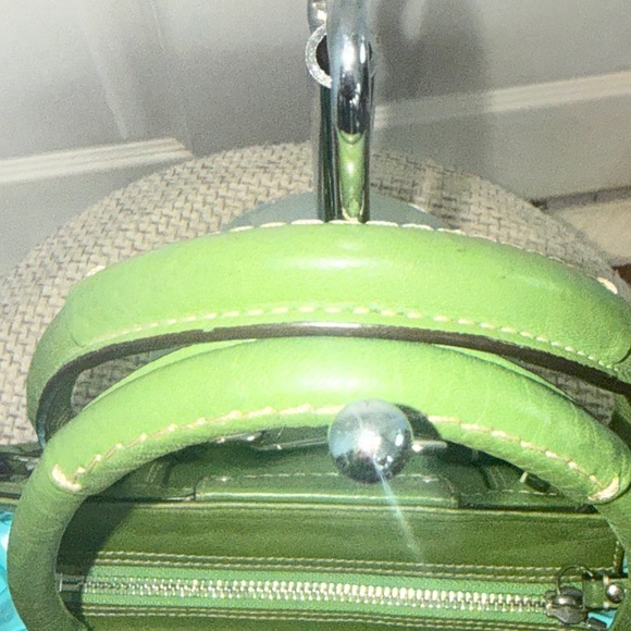 COACH HAMPTON PEBBLED LEATHER BRAIDED SATCHEL LIME GREEN #F13084 - Picture 8 of 12